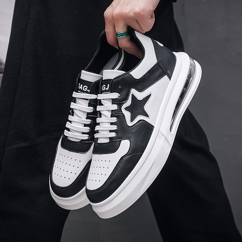 Men's Niche Black White Breathable Fashion Soft Sneakers