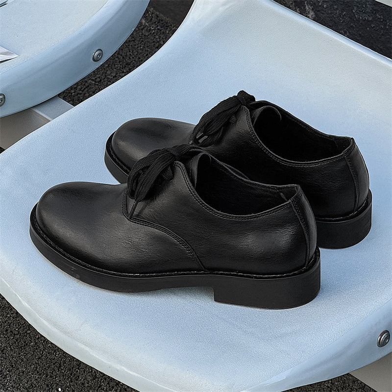Men's Wear Business Round Head Height Increasing Soft Leather Shoes