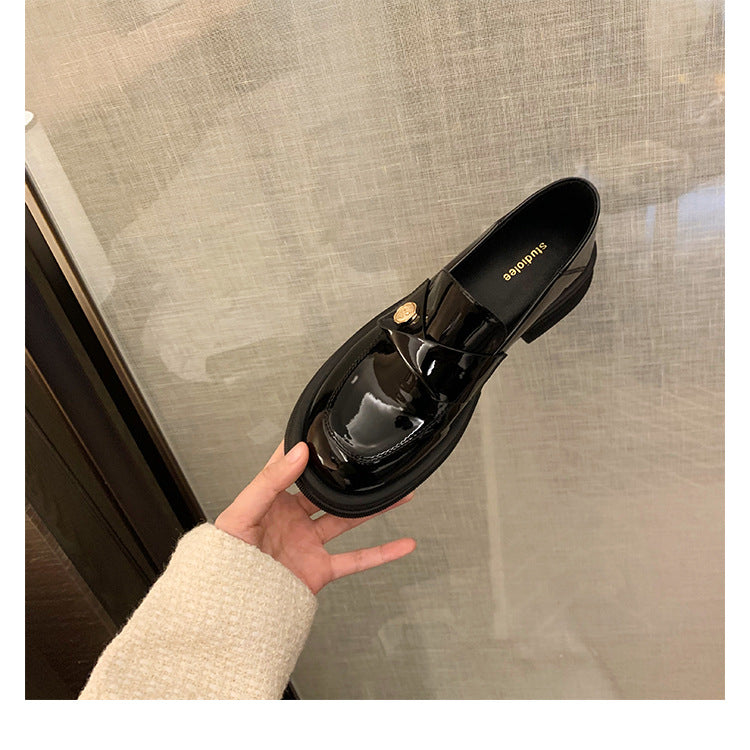 Women's Small Gold Coins British Style Thick Loafers