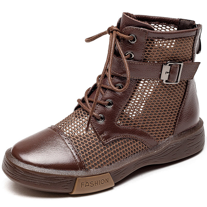 Women's Flat Ankle Cattlehide Fashion Top Layer Boots