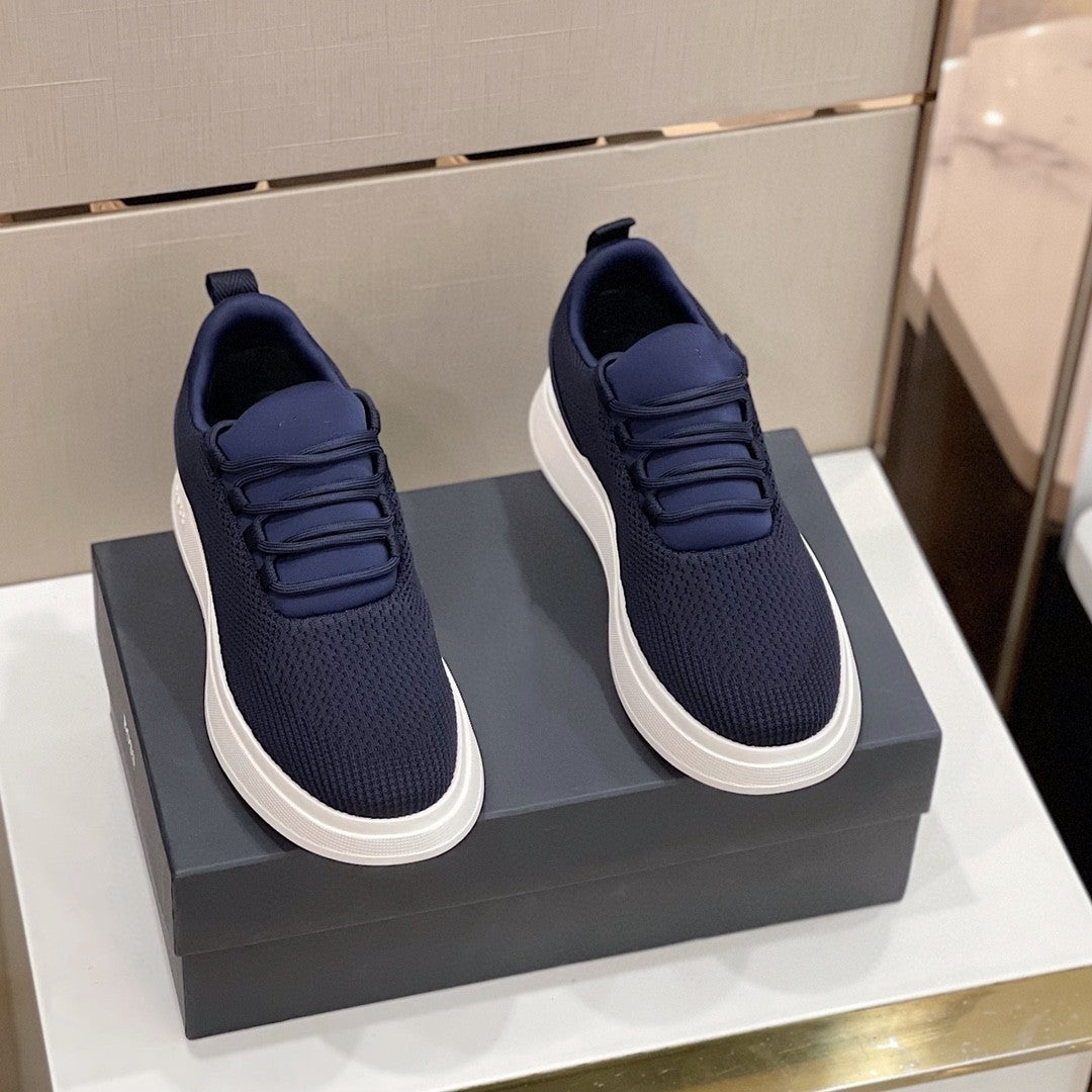 Men's Woven Sports Elegant Versatile Platform Blue Casual Shoes