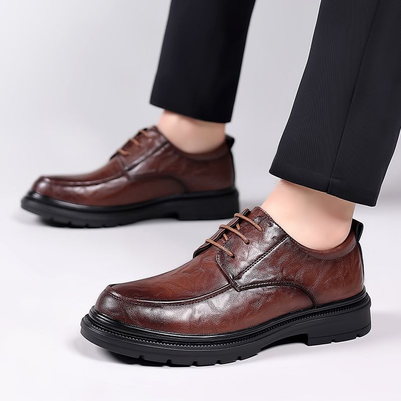 Men's Woodpecker Breathable Business Formal Wear Black Leather Shoes