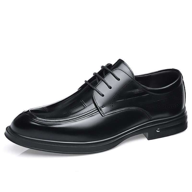 Men's Layer Cowhide Autumn High Sense British Breathable Genuine Formal Leather Shoes
