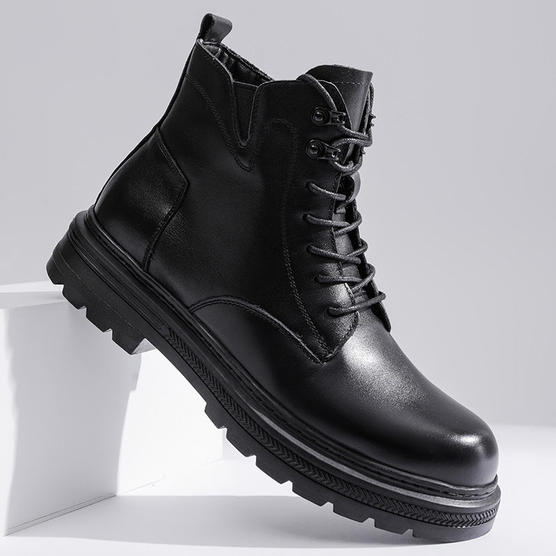 Men's Top Layer Cowhide Martin Fur Warm Boots