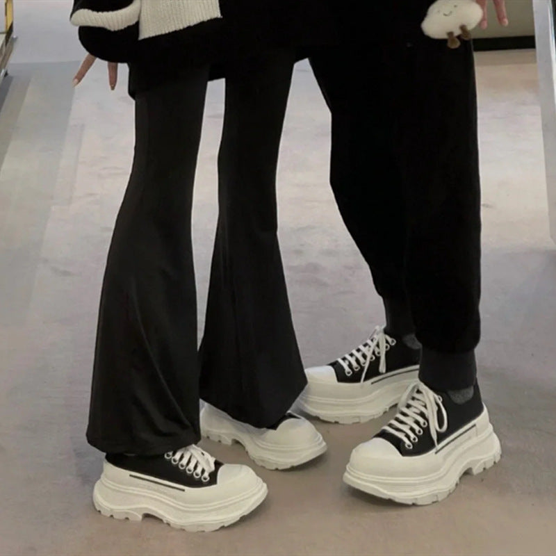 Women's & Men's Mcqueen Platform Sports White Dad Muffin Canvas Shoes