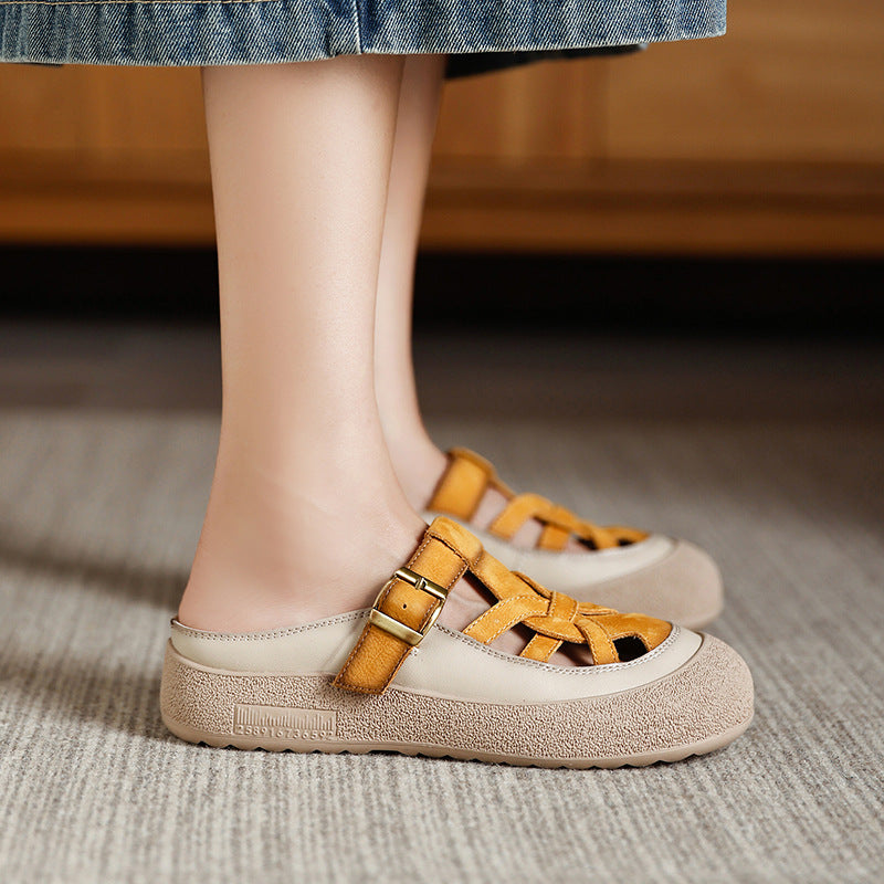 Women's Genuine Closed Toe Handmade Braided Outer Sandals