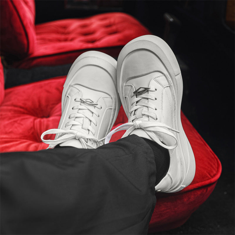 Men's Thick Sole Height Increasing British Distressed Warped Sneakers