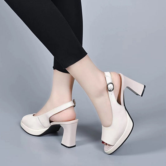 Women's Summer Genuine Wedge Thick Bottom Chunky Heels