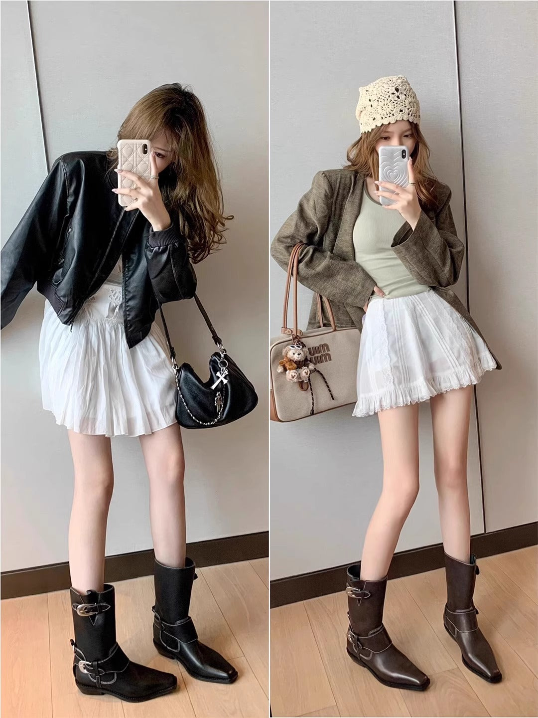 Women's Square Toe Metal Buckle Chunky Short Western Boots