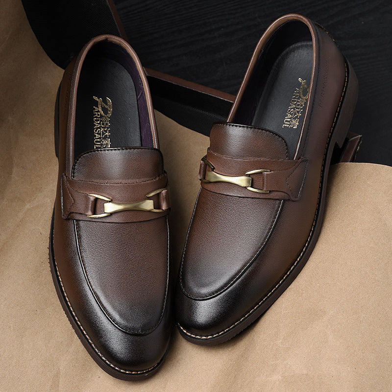 Men's Formal Wear One Pedal Trendy British Leather Shoes