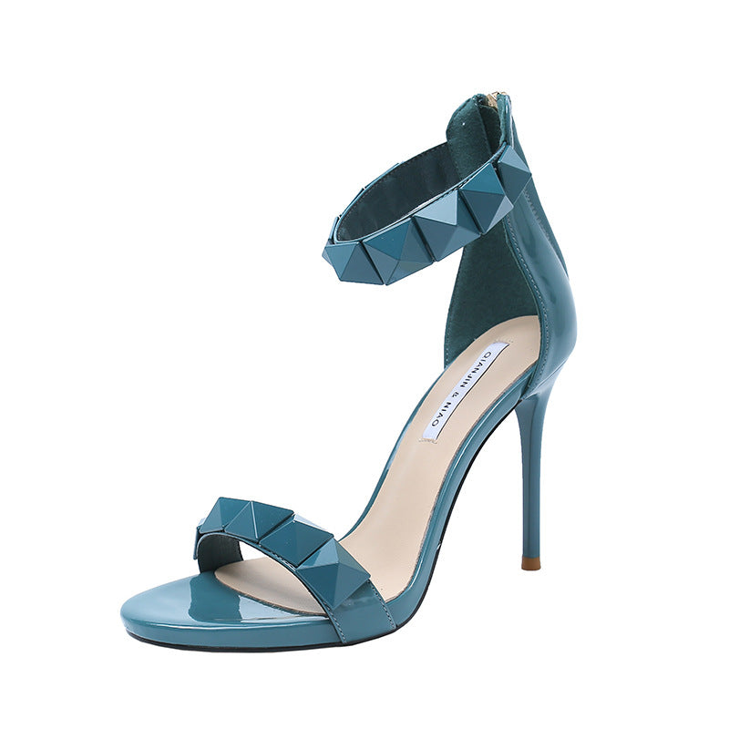 Women's Stilettos Sexy Big Rivet Open Toe Heels