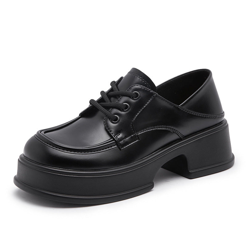 Women's Style Platform Retro Round Toe Genuine Loafers