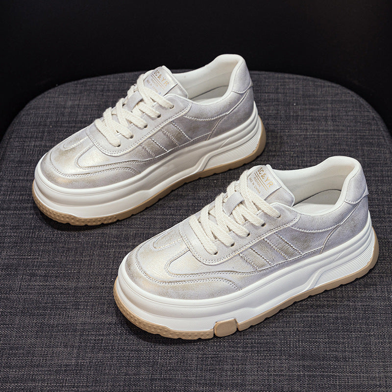 Women's White Spring Platform Fashion Versatile Stylish Casual Shoes