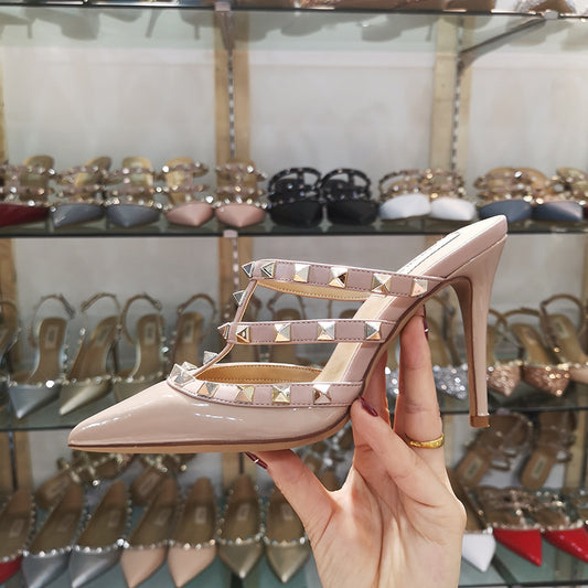 Women's Pointed Toe With Box Outer Wear Rivet Heels