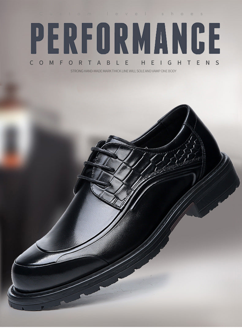 Men's First Layer Cowhide Business Big Head Leather Shoes