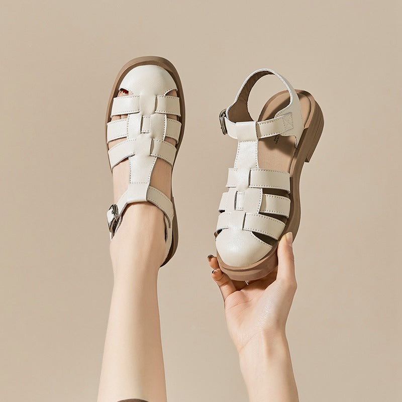 Women's Summer Fashion Woven Roman Flat Toe Sandals
