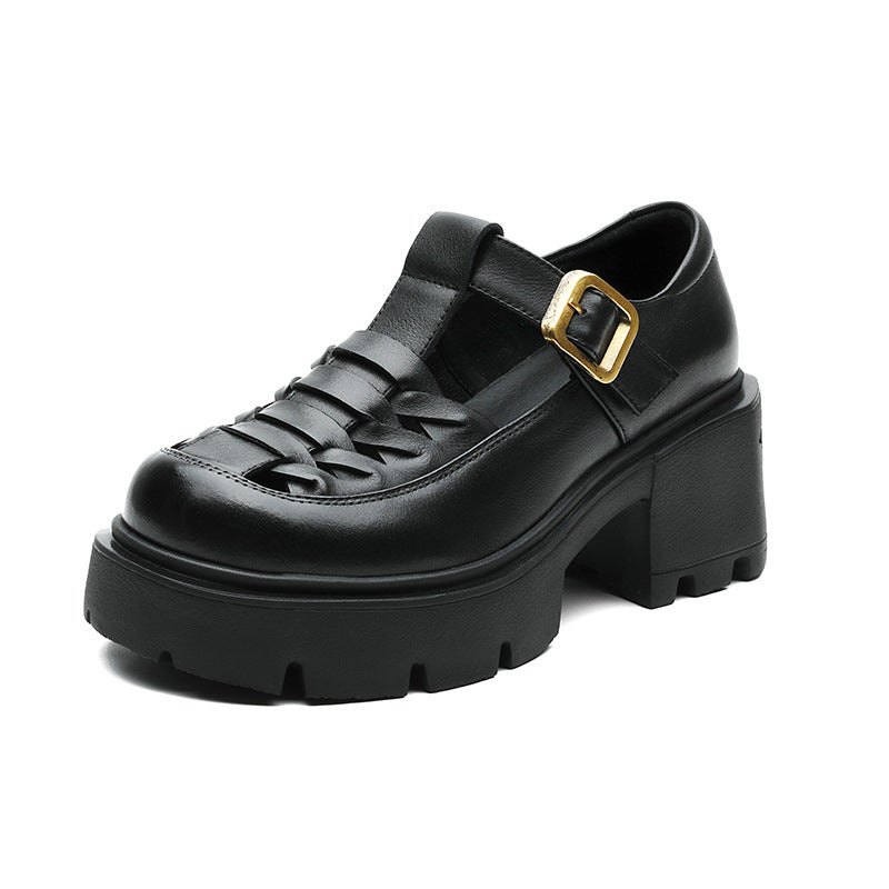 Women's Layer Cowhide Summer Hollow Retro Breathable Sandals