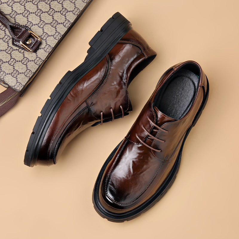 Men's Scratch Pattern First Layer Cowhide Formal Men's Shoes