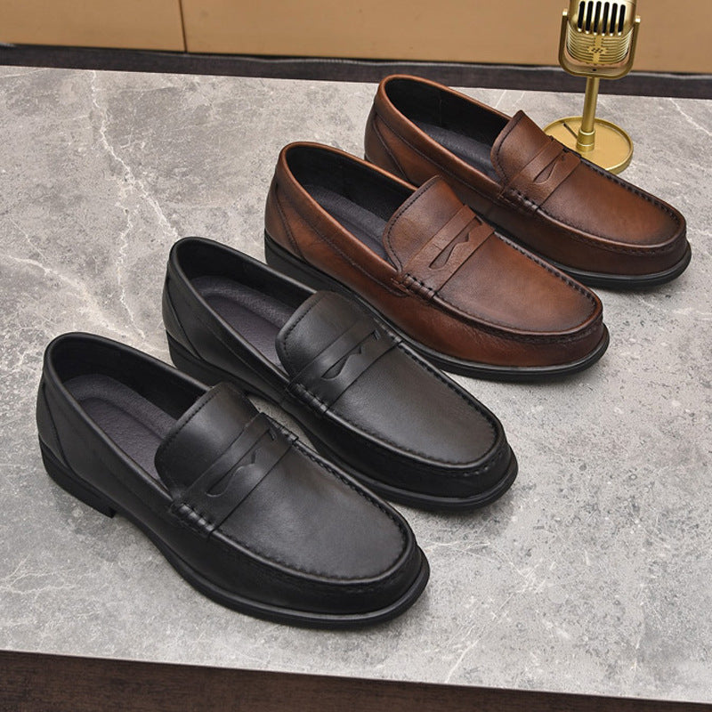 Men's Style Retro Rub Colored Handmade Square Toe Leather Shoes
