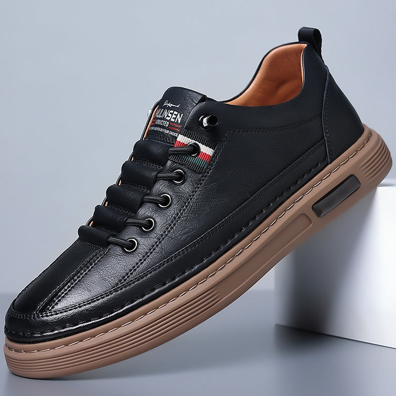 Men's Cowhide Soft Bottom Trendy Daily Sneakers