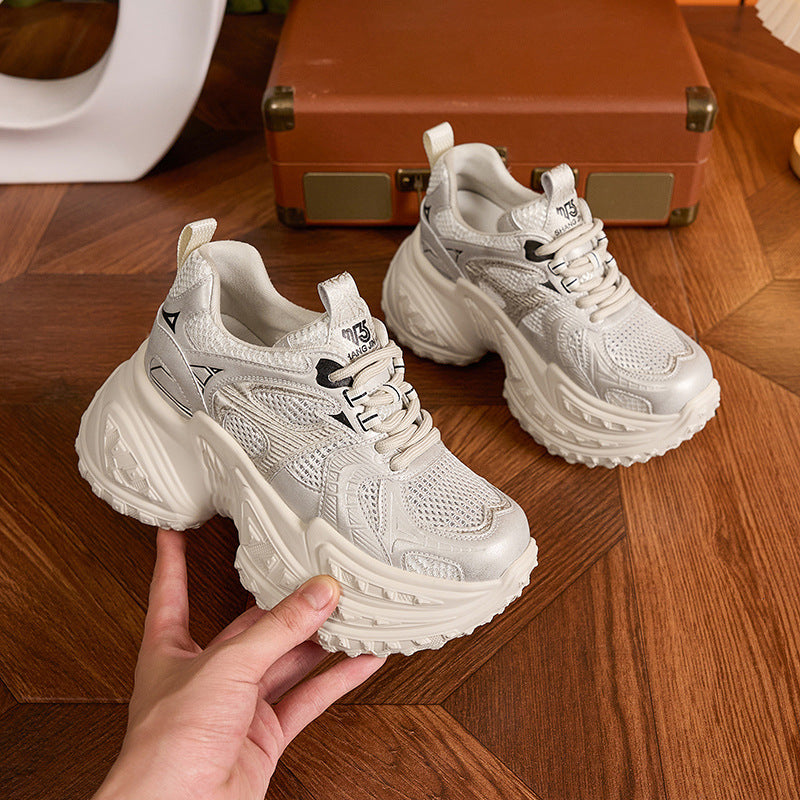 Women's Increasing Insole Dad Spring Platform Hollow Sneakers