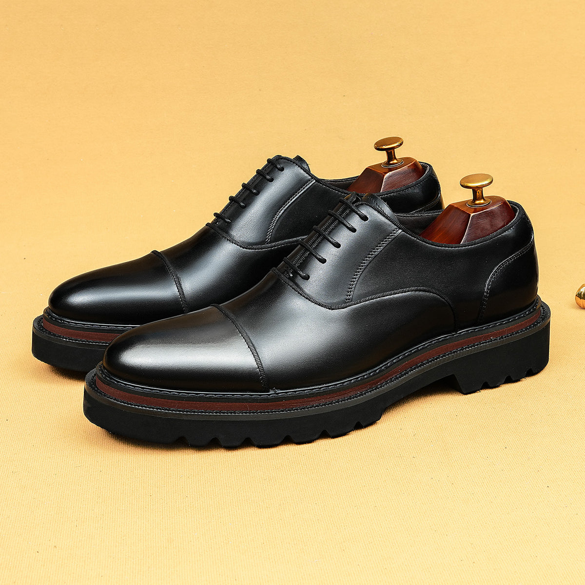 Men's Oxford British Color Block Platform Bridegroom Leather Shoes