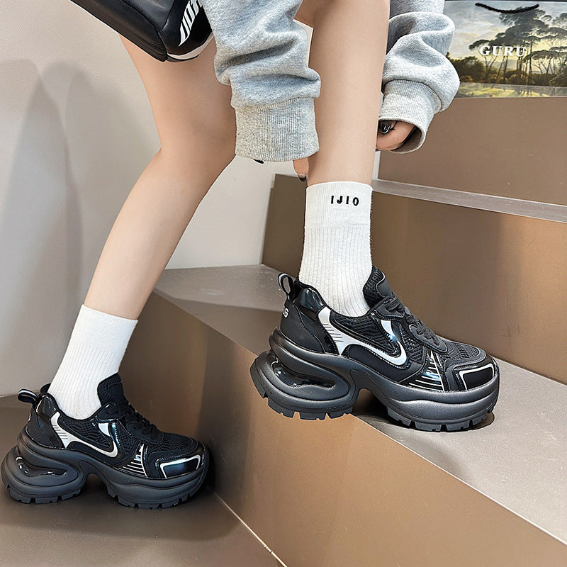 Women's Sier Platform Genuine Elevator Dad Height Sneakers