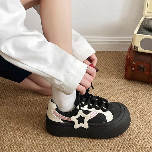 Women's Ugly Cute Bread Spring Korean Style Round Toe White Casual Shoes