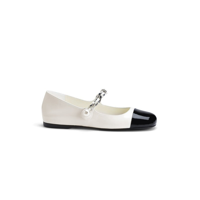 Pearl Flat Gentle Mary Jane Chunky Casual Shoes