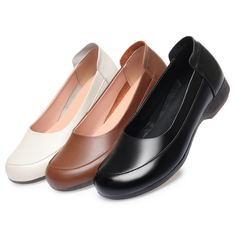 Women's Pumps Genuine Tendon Bottom Soft Comfortable Flat Leather Shoes