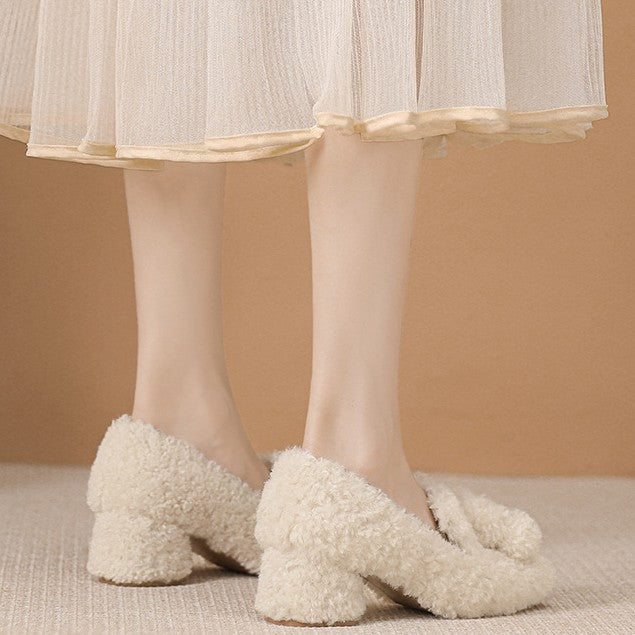 Women's Slip-on Lamb Fur High Outer Wear Fleece-lined High-grade Warm Women's Fashion Shoes