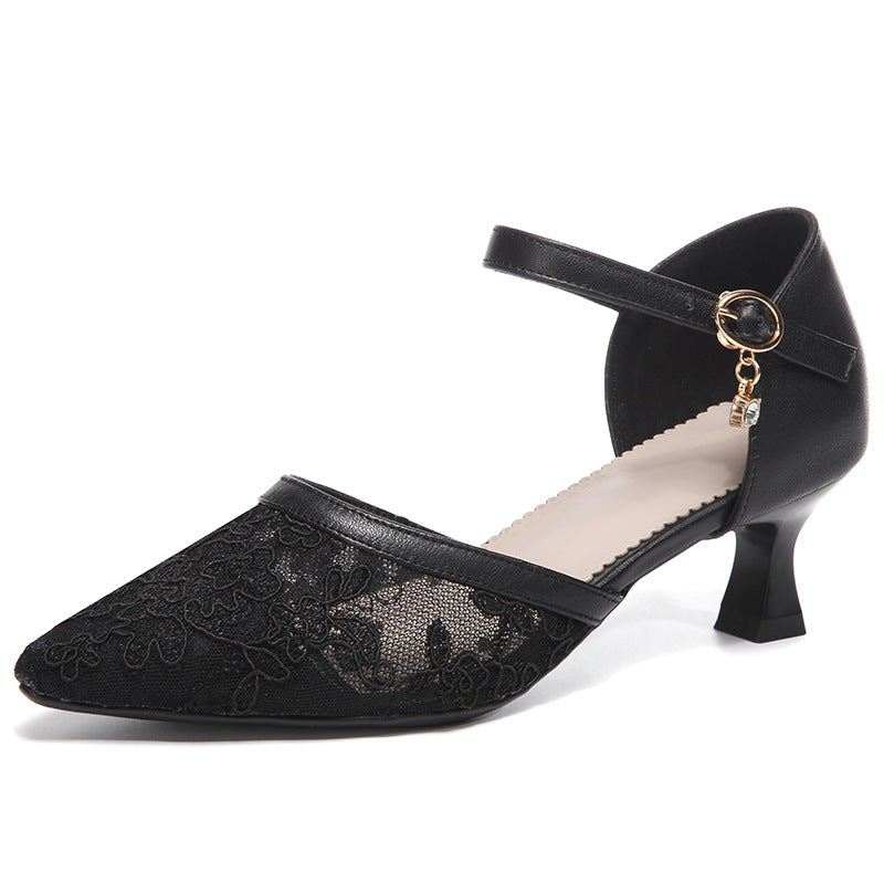 Women's & Men's Sexy Mesh Floral Closed Toe Hollowed Heels