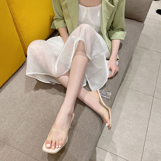 Women's Outer Wear Transparent High Summer Square Heels