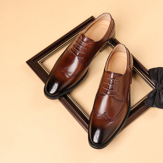 Men's British Style Carved Business Formal Three Men's Shoes