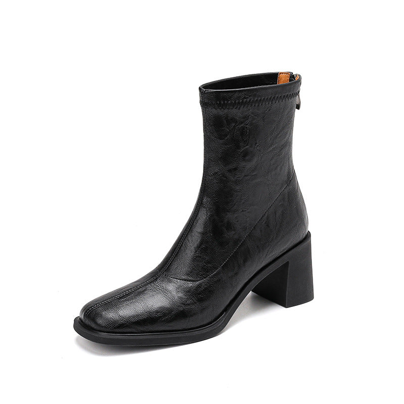Cowhide Ankle Commuter High Stretch Thin Boots