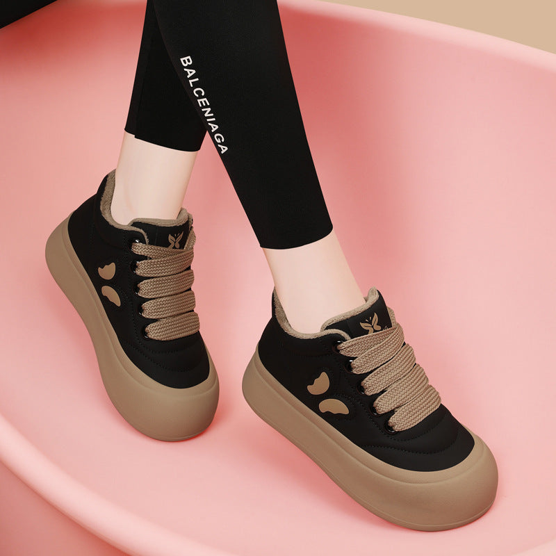 Women's Silk Rabbit Bread Winter Fleece-lined Fashion Sneakers