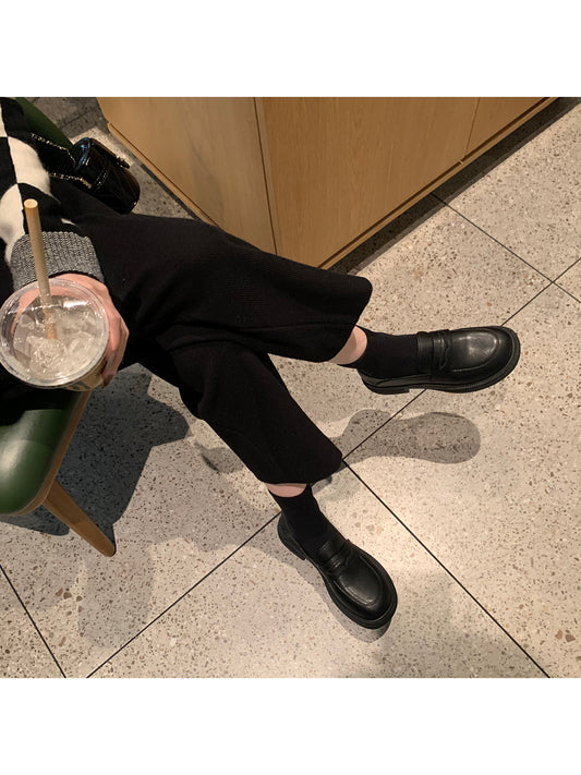 Grape Mom Platform Thick With British Loafers