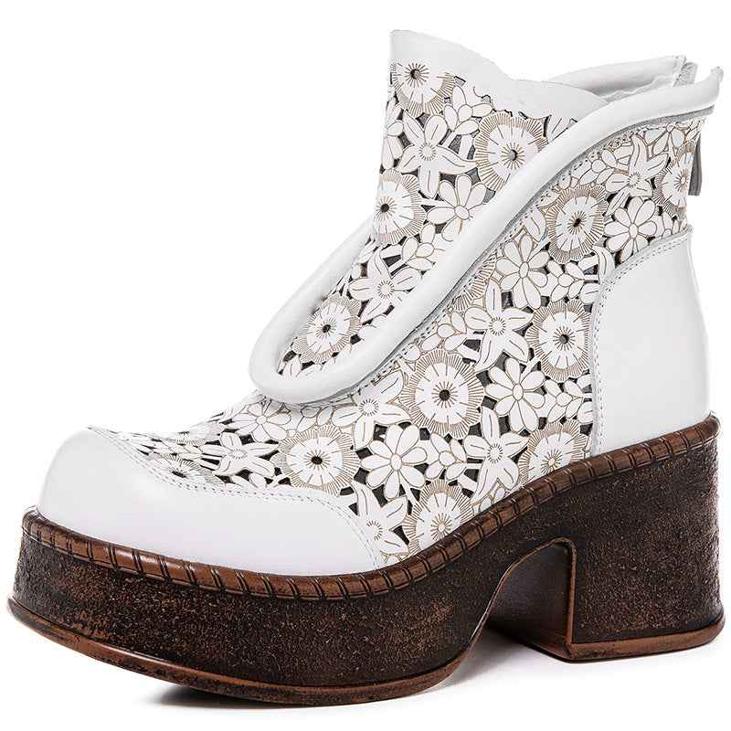 Women's High Artistic Carved Hollow Hole Genuine Heels