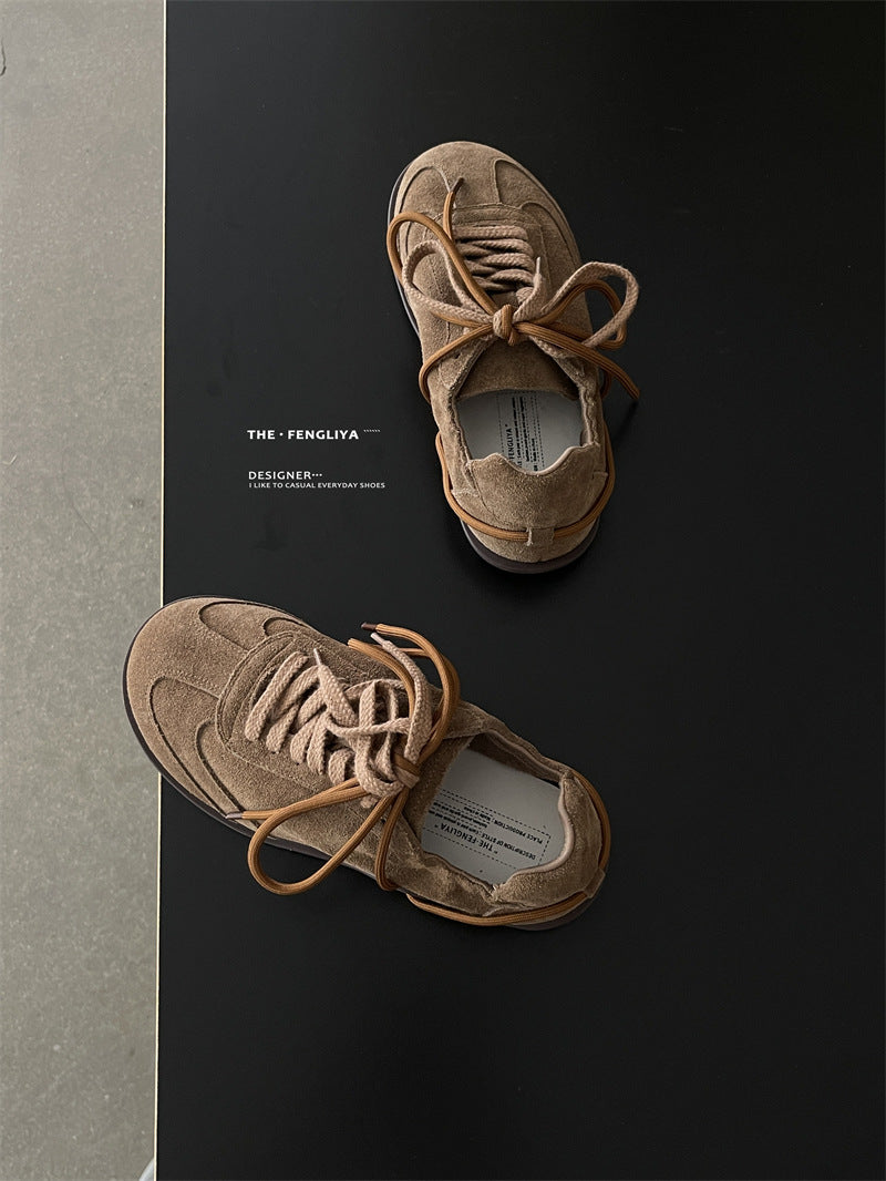 Women's Spring Frosted Cowhide Soft Comfortable Flat Versatile Casual Shoes