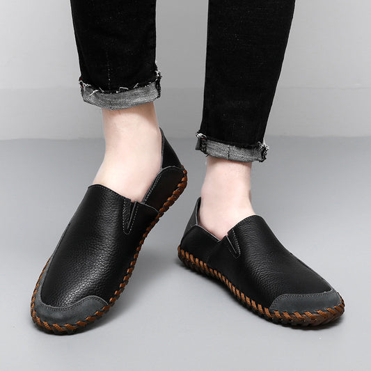 Men's Flat Slip-on Genuine Cow Cover Two-way Loafers