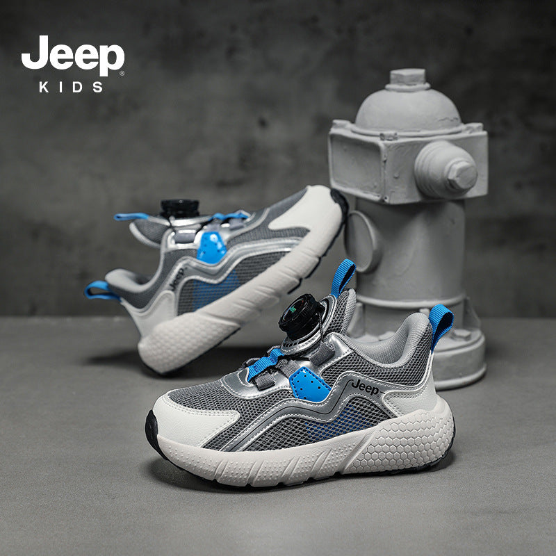 Children's Rotating Button Breathable Mesh Double Boy's Kid's Sneakers