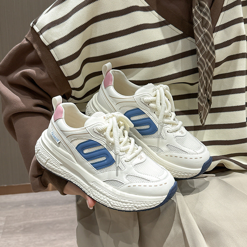 Women's Mesh Breathable Clunky Soft Bottom Platform Sneakers