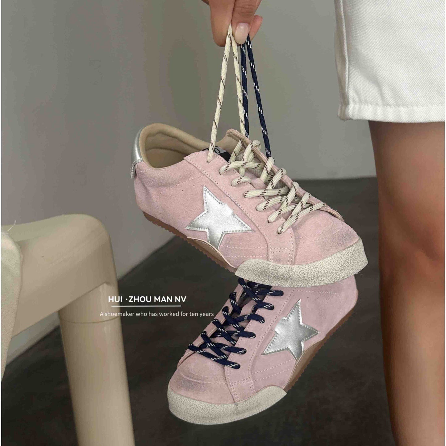 Women's Training Distressed Little Dirty Flat Sports Sneakers