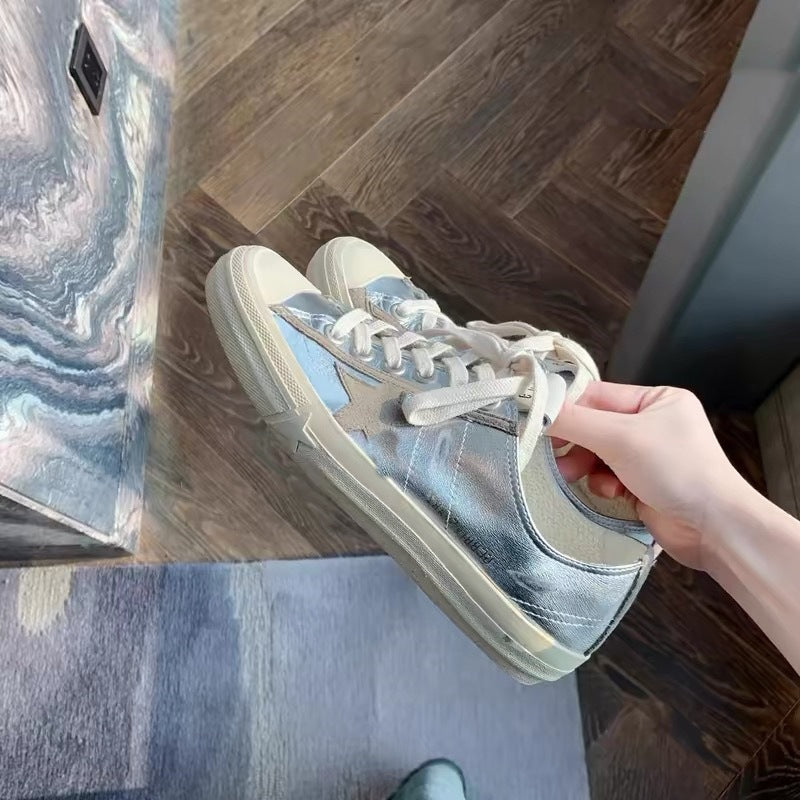 Women's Genuine Sier Dirty White Sports Casual Shoes