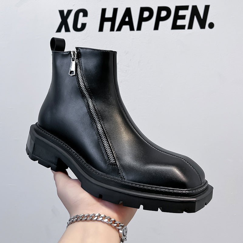 Men's Square Toe Chelsea British Vintage Zipper Boots