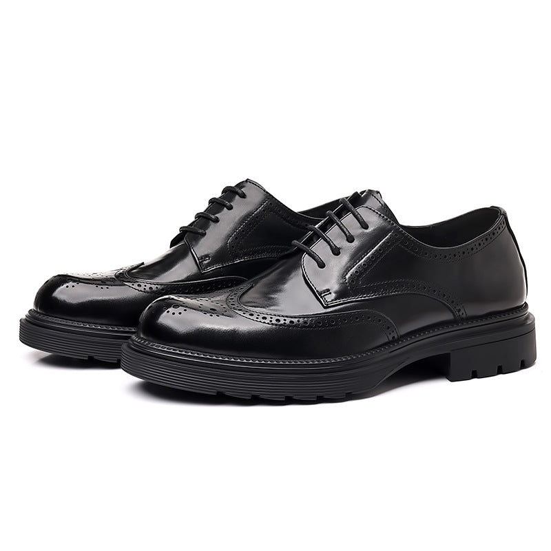 Men's Genuine Formal Brogue High-grade British Style Platform Suit Large Men's Business Leather Shoes