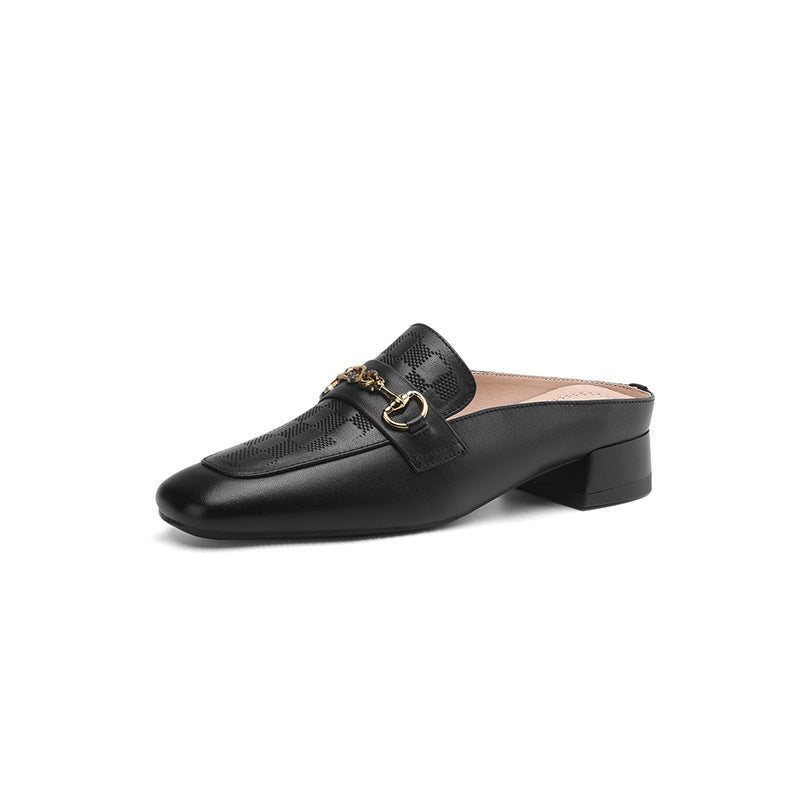 Inside Outside Chunky Closed Toe High Half Support Slippers