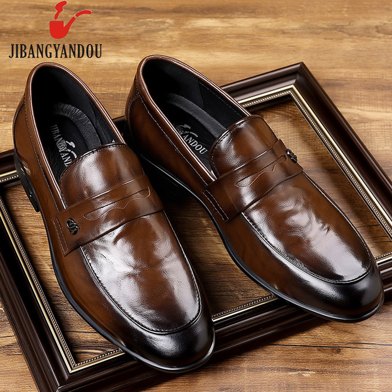 Layer Pure Cattlehide Inside Pigskin Insole Soft Bottom Men's Casual Leather Shoes