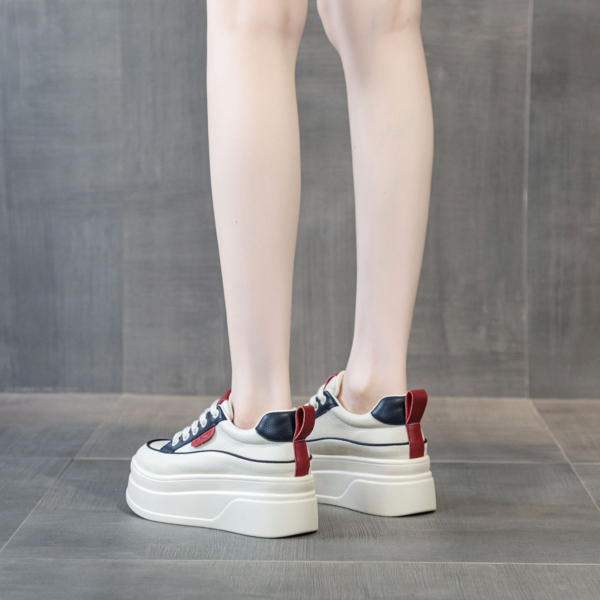 Women's White Inner Height Increasing Board Platform Women's Casual Shoes