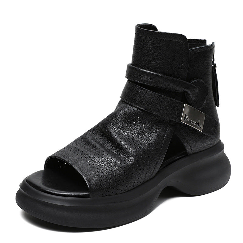 Handmade Genuine Retro Style Flat Velcro Sandals